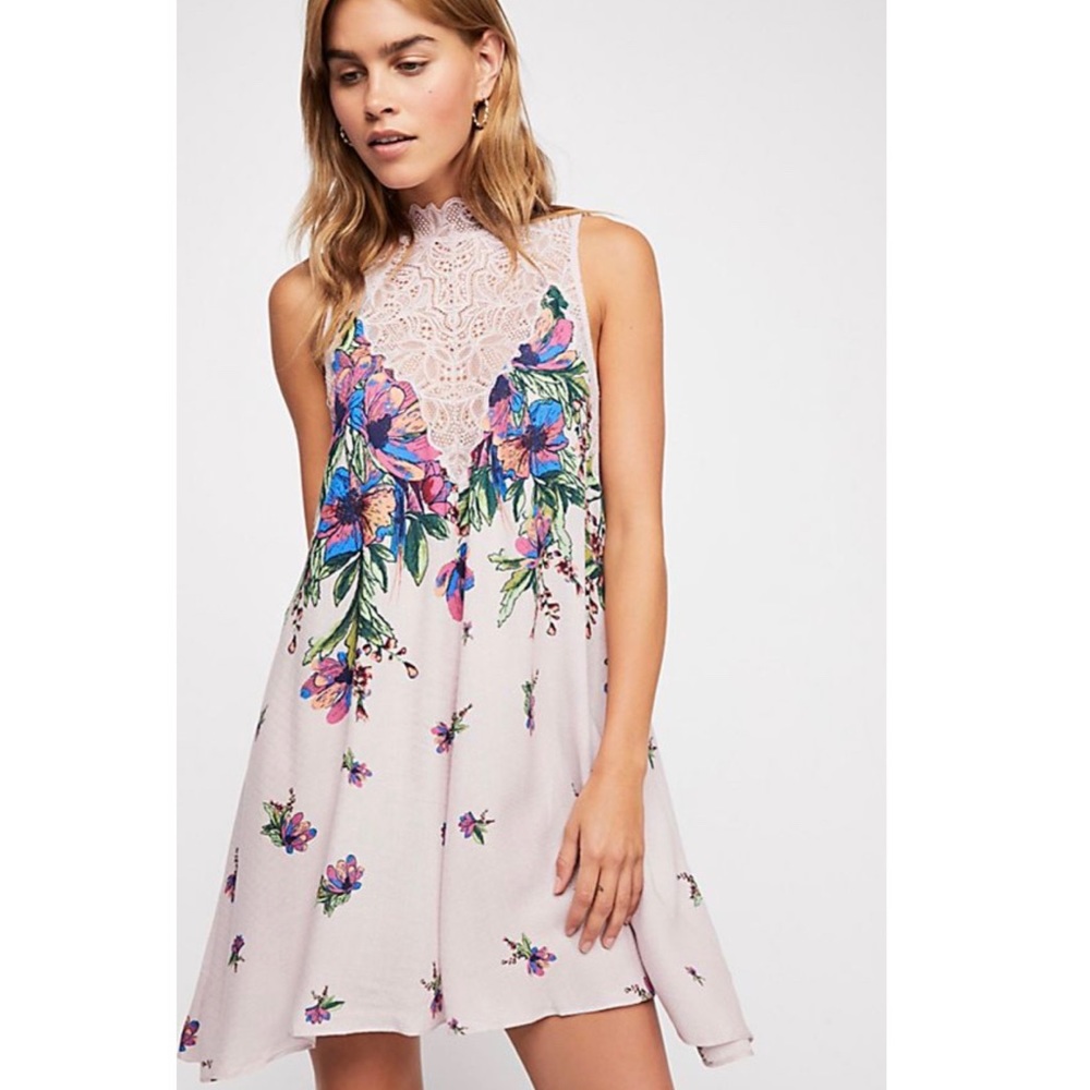 Free People Marsha Printed Slip Dress in Pink